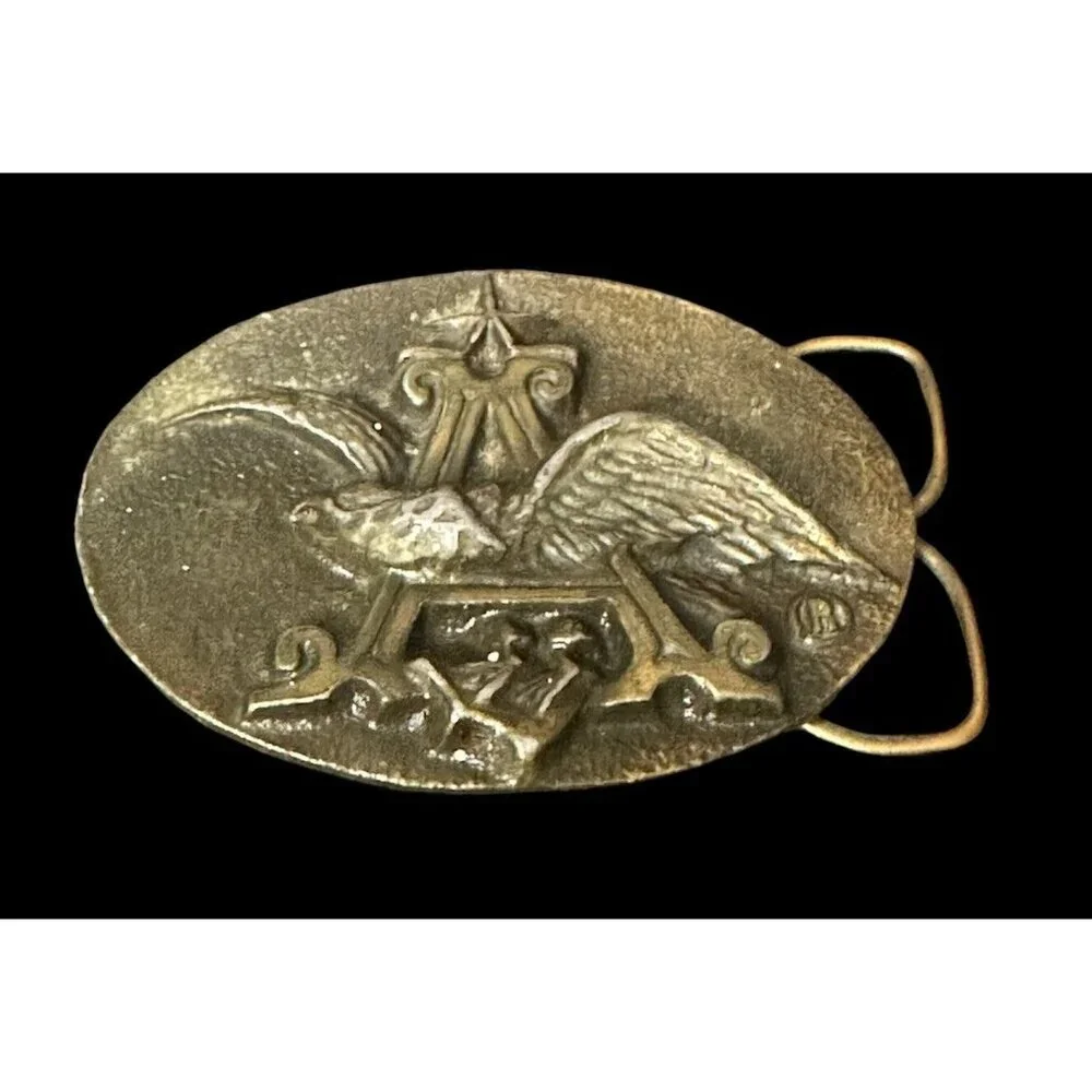 1970s Anheuser Busch Eagle Logo Solid Brass Belt Buckle P-168‎